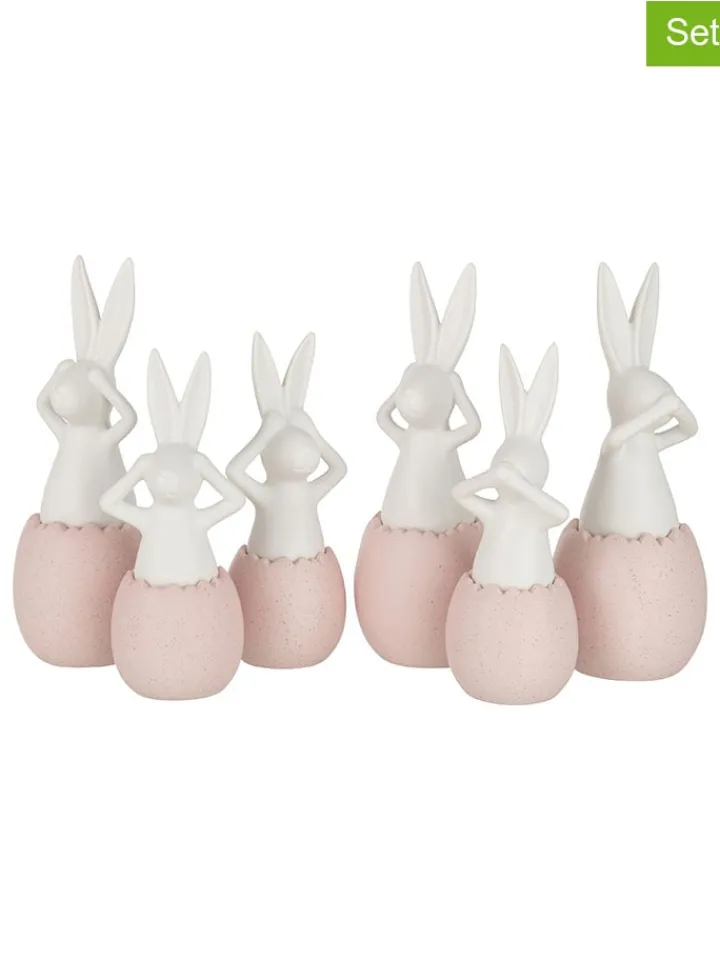 J Line Dekofiguren & -Objekte<2er-Set: Dekofiguren "Hase" in Rosa/ Weiß - (H)30 x Ø 11 cm
