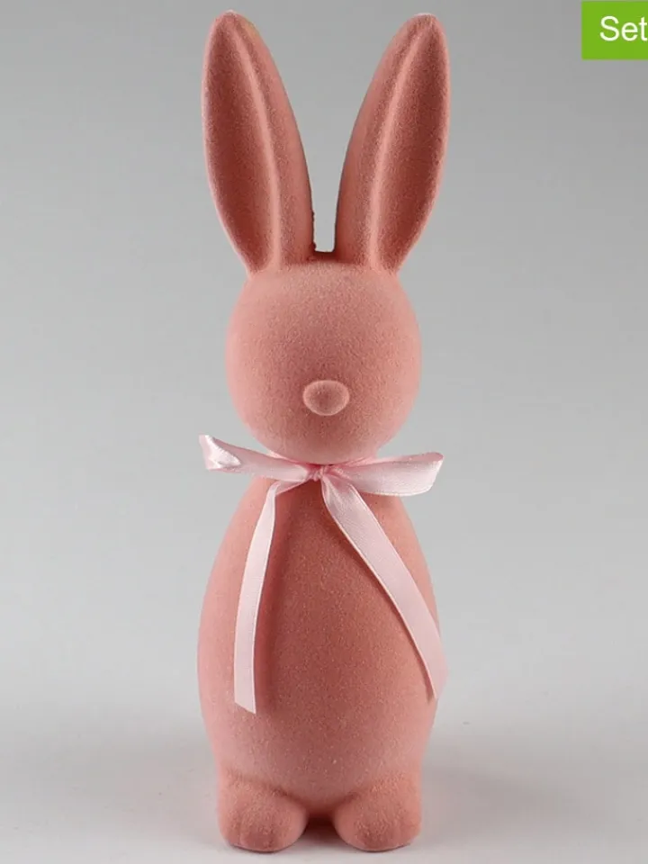 AM Design Dekofiguren & -Objekte<2er-Set: Dekofiguren ''Hase'' in Rosa - (B)7 x (H)23 x (T)6 cm