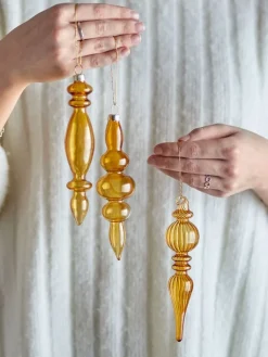 Bloomingville Wohndekoration<3er-Set: Dekohänger ''Aurelia'' in Gold - (L)15,5 cm