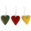 Gry & Sif Wohndekoration<3er-Set: Dekohänger ''Heart'' in Gelb/ Grün/ Rot - (L)6,5 x (B)5,5 cm