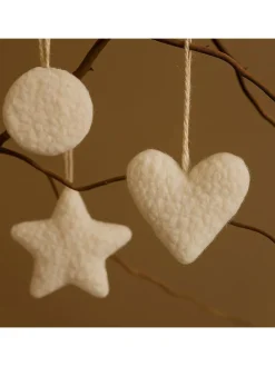 ABERTO DESIGN Weihnachtsschmuck<3er-Set: Dekohänger in Creme - (L)12 cm
