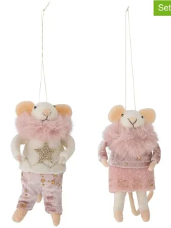 Bloomingville Wohndekoration<2er-Set: Dekohänger ''Peo'' in Rosa - (L)13 cm
