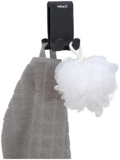 Wenko Badaccessoires<2er-Set: Doppel-Duschhaken "Verna" in Schwarz - (B)5 x (H)9,5 x (T)4,5 cm