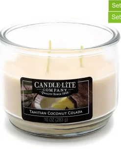 CANDLE-LITE Kerzen, Vasen & Mehr<2er-Set: Duftkerzen "Tahitian Coconut Colada" in Weiß - 2x 283 g