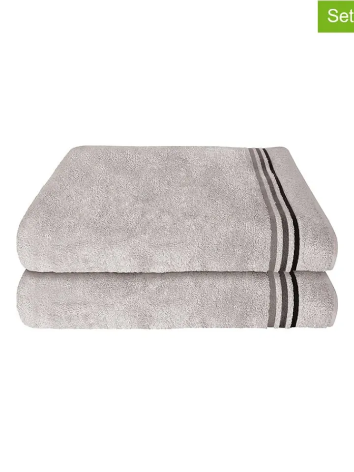 Schiesser Badtextilien|Badtextilien<2er-Set: Duschtücher "Skyline" in Silber