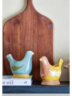 Bloomingville Gedeckter Tisch<2er-Set: Eierbecher "Birdy" in Blau/ Gelb - (B)8 x (H)8 cm