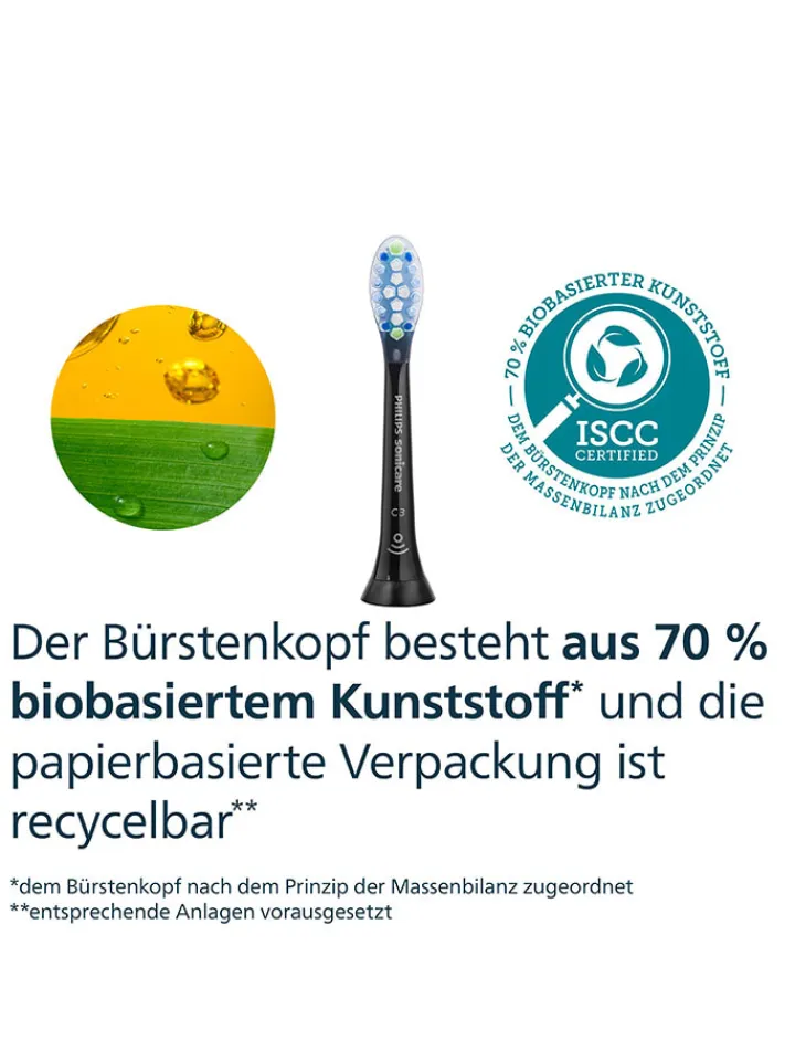 PHILIPS sonicare Zahn & Mundpflege<4er-Set: Ersatz-Bürstenköpfe "Premium Plaque Defence" in Schwarz