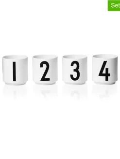 Design Letters Gedeckter Tisch<4er-Set: Espressobecher in Weiß/ Schwarz - 50 ml