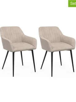 IDOMYA Factory Sitzmöbel<2er-Set: Esszimmerstühle "Ariana" in Hellbraun/ Grau - (B)51 x (H)76 x (T)56 cm