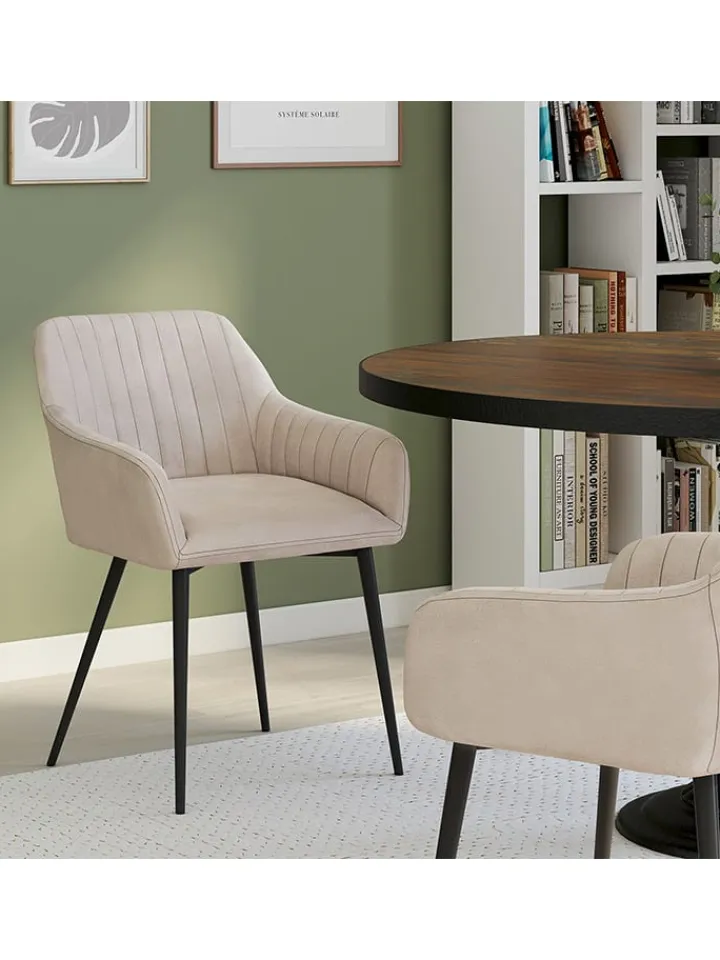IDOMYA Factory Sitzmöbel<2er-Set: Esszimmerstühle "Ariana" in Hellbraun/ Grau - (B)51 x (H)76 x (T)56 cm