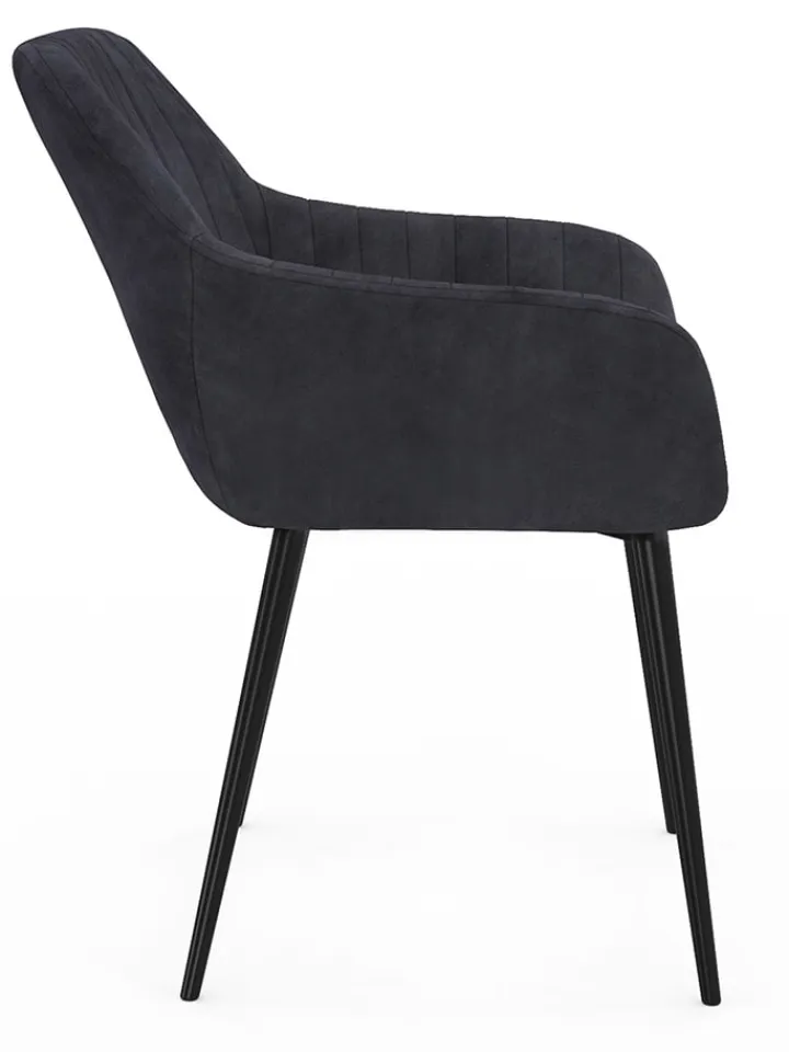 IDOMYA Factory Sitzmöbel<2er-Set: Esszimmerstühle "Ariana" in Anthrazit - (B)51 x (H)76 x (T)56 cm