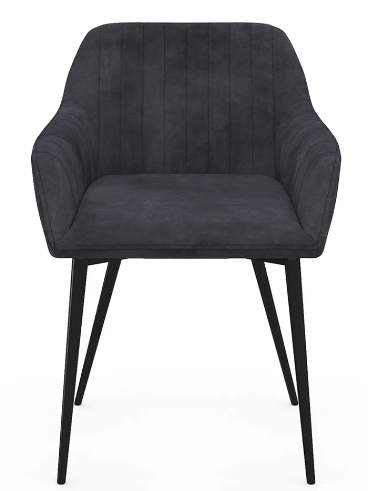 IDOMYA Factory Sitzmöbel<2er-Set: Esszimmerstühle "Ariana" in Anthrazit - (B)51 x (H)76 x (T)56 cm