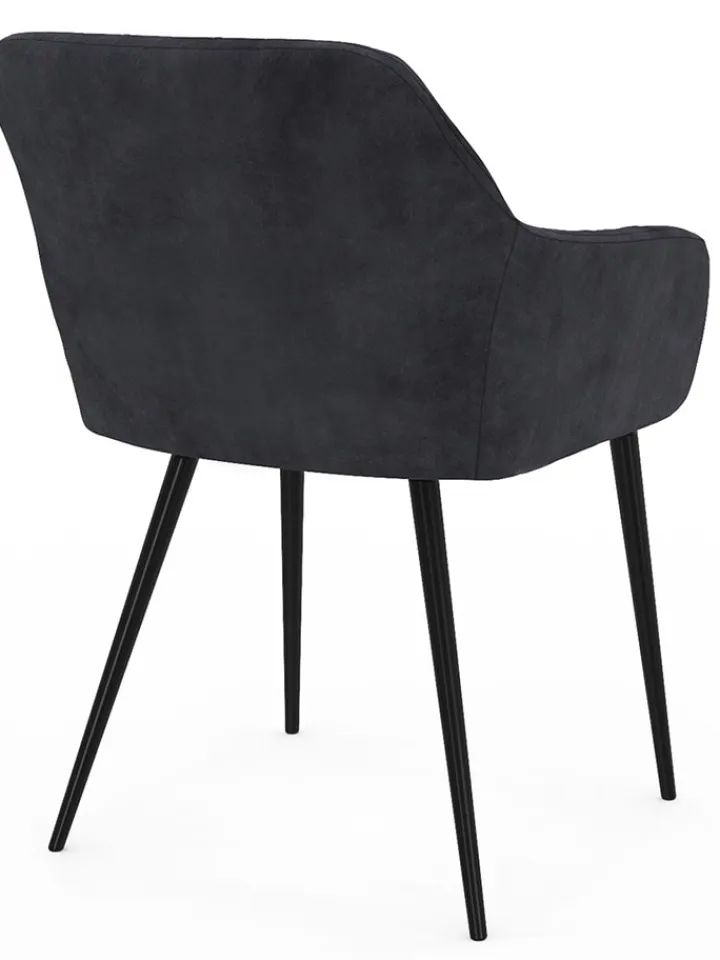 IDOMYA Factory Sitzmöbel<2er-Set: Esszimmerstühle "Ariana" in Anthrazit - (B)51 x (H)76 x (T)56 cm