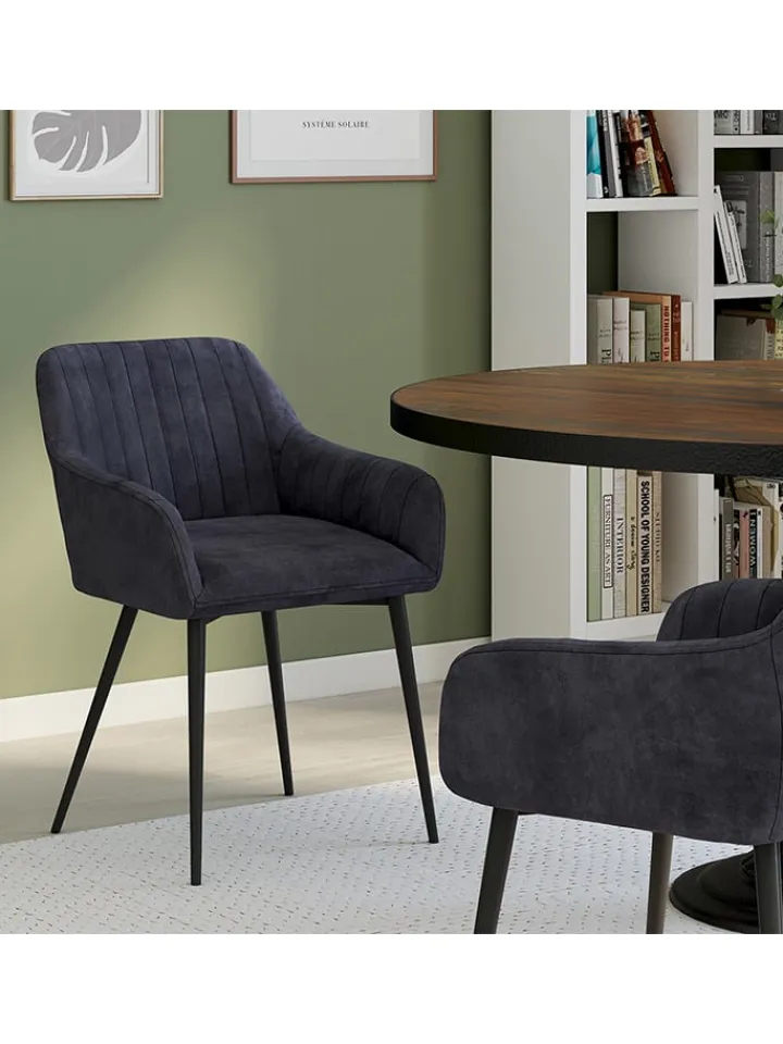 IDOMYA Factory Sitzmöbel<2er-Set: Esszimmerstühle "Ariana" in Anthrazit - (B)51 x (H)76 x (T)56 cm