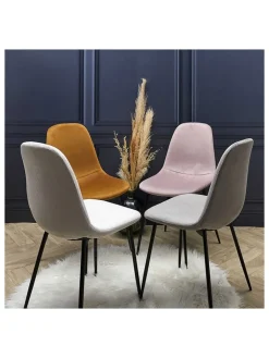 Rétro Chic Sitzmöbel<4er-Set: Esszimmerstühle "Giulia" in Senf - (B)42,5 x (H)87 x (T)44 cm