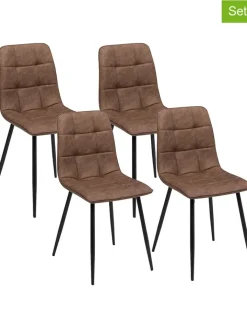 IDOMYA Factory Sitzmöbel<4er-Set: Esszimmerstühle "Linda" in Braun/ Schwarz - (B)55 x (H)88 x (T)46 cm