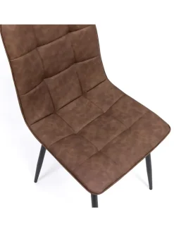 IDOMYA Factory Sitzmöbel<4er-Set: Esszimmerstühle "Linda" in Braun/ Schwarz - (B)55 x (H)88 x (T)46 cm
