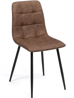IDOMYA Factory Sitzmöbel<4er-Set: Esszimmerstühle "Linda" in Braun/ Schwarz - (B)55 x (H)88 x (T)46 cm