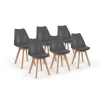 IDOMYA Factory Sitzmöbel<6er-Set: Esszimmerstühle "Nordia" in Grau - (B)46 x (H)79,5 x (T)51 cm