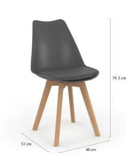 IDOMYA Factory Sitzmöbel<6er-Set: Esszimmerstühle "Nordia" in Grau - (B)46 x (H)79,5 x (T)51 cm
