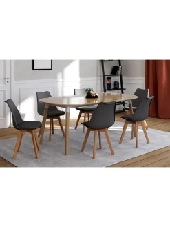 IDOMYA Factory Sitzmöbel<6er-Set: Esszimmerstühle "Nordia" in Grau - (B)46 x (H)79,5 x (T)51 cm