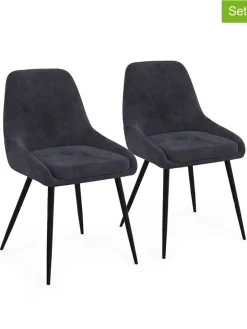 IDOMYA Factory Sitzmöbel<2er-Set: Esszimmerstühle "Olivia" in Anthrazit - (B)47,5 x (H)79 x (T)54 cm