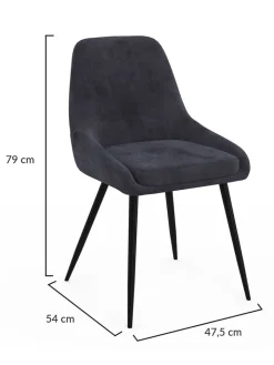IDOMYA Factory Sitzmöbel<2er-Set: Esszimmerstühle "Olivia" in Anthrazit - (B)47,5 x (H)79 x (T)54 cm