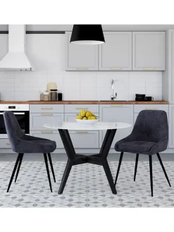 IDOMYA Factory Sitzmöbel<2er-Set: Esszimmerstühle "Olivia" in Anthrazit - (B)47,5 x (H)79 x (T)54 cm