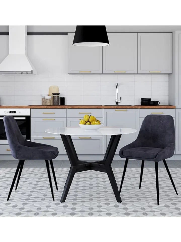 IDOMYA Factory Sitzmöbel<2er-Set: Esszimmerstühle "Olivia" in Anthrazit - (B)47,5 x (H)79 x (T)54 cm