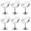 MCW Möbel-Sets<6er-Set Esszimmerstuhl A50, Weiß, Chromfuß