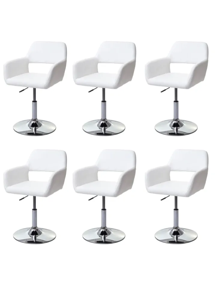 MCW Möbel-Sets<6er-Set Esszimmerstuhl A50, Weiß, Chromfuß