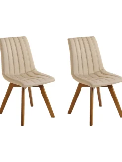 Beliani Sitzmöbel<2er-Set Esszimmerstuhl CALGARY in Beige/Braun