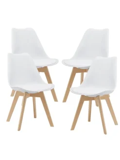 en.casa Sitzmöbel<4er-Set Esszimmerstuhl Fläten in Weiß (H)81cm (B)49cm (T)57cm