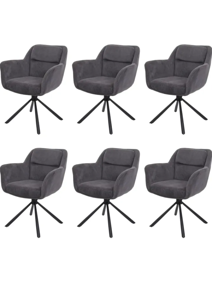 MCW Sitzmöbel<6er-Set Esszimmerstuhl K33 drehbar, Kord-grau