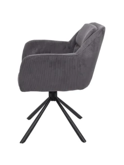 MCW Sitzmöbel<6er-Set Esszimmerstuhl K33 drehbar, Kord-grau