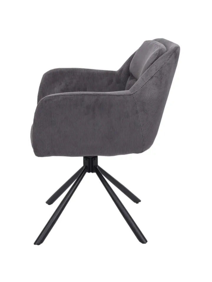 MCW Sitzmöbel<6er-Set Esszimmerstuhl K33 drehbar, Kord-grau