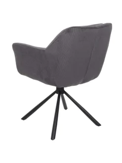 MCW Sitzmöbel<6er-Set Esszimmerstuhl K33 drehbar, Kord-grau