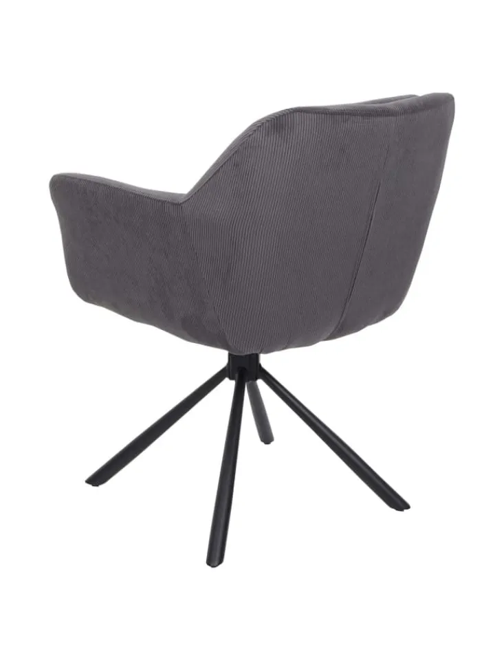 MCW Sitzmöbel<6er-Set Esszimmerstuhl K33 drehbar, Kord-grau