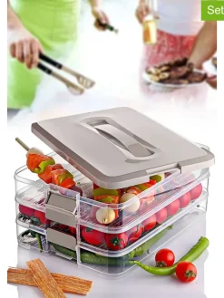 Violeta Home Aufbewahren & Servieren<3er-Set: Frischhaltedosen in Hellgrau - (B)30 x (H)21,5 x (T)5 cm