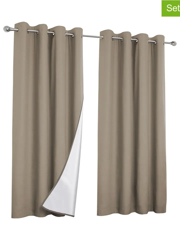 IDOMYA Essentials Gardinen, Jalousien & Rollos<2er-Set: Gardine in Taupe - (L)240 x (B)135 cm