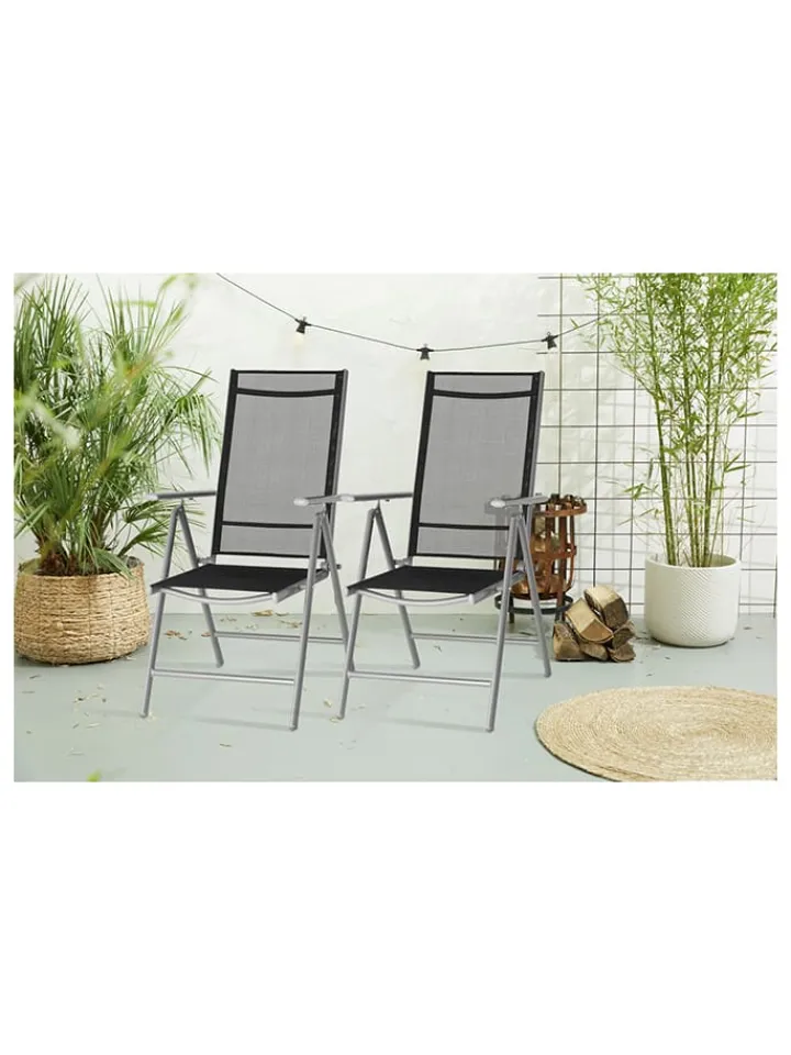 Lifa Living Gartenmöbel<2er-Set: Gartenstühle in Anthrazit - (B)56 x (H)106 x (T)87,5 cm