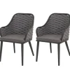 MCW Gartenmöbel<2er-Set Gartenstuhl O16, Anthrazit Kissen dunkelgrau
