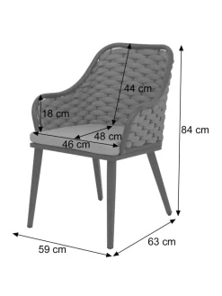 MCW Gartenmöbel<2er-Set Gartenstuhl O16, Anthrazit Kissen dunkelgrau
