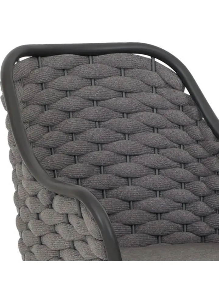 MCW Gartenmöbel<2er-Set Gartenstuhl O16, Anthrazit Kissen dunkelgrau
