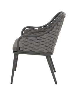 MCW Gartenmöbel<2er-Set Gartenstuhl O16, Anthrazit Kissen dunkelgrau