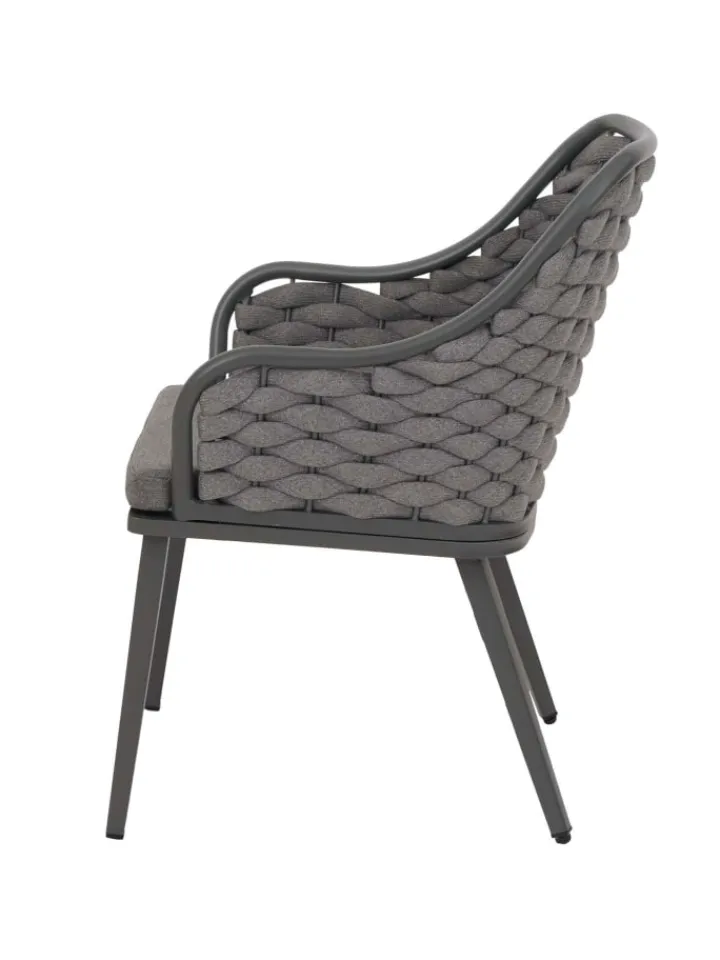 MCW Gartenmöbel<2er-Set Gartenstuhl O16, Anthrazit Kissen dunkelgrau