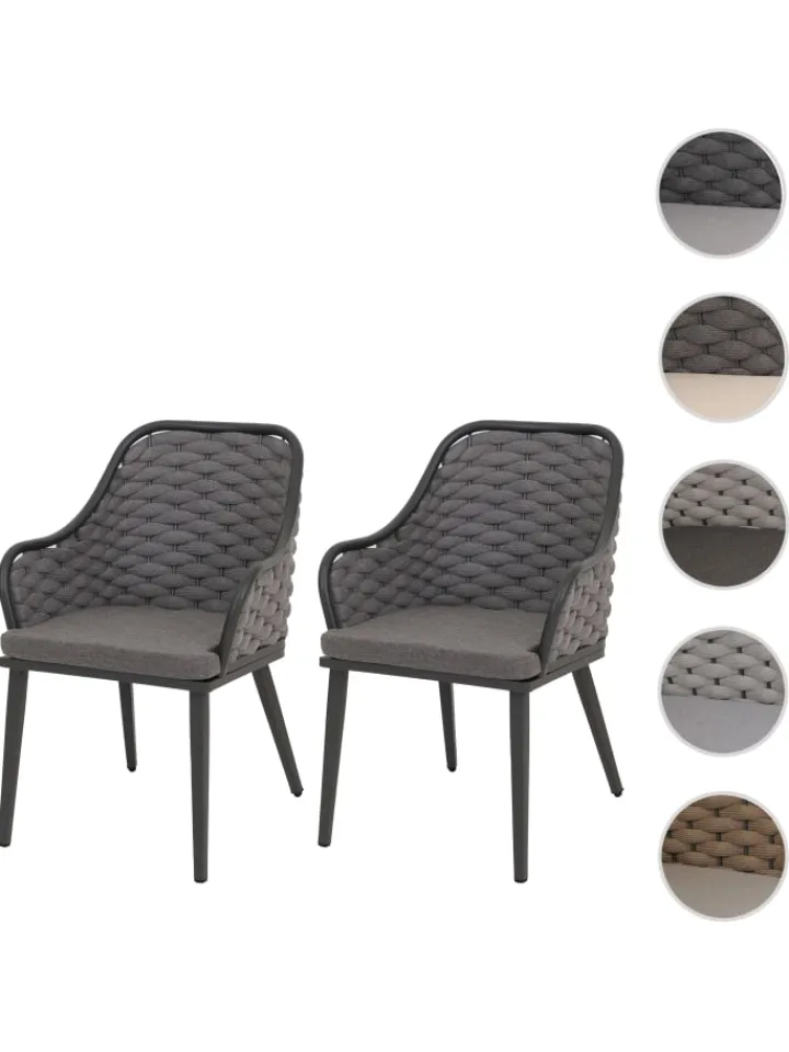 MCW Gartenmöbel<2er-Set Gartenstuhl O16, Anthrazit Kissen dunkelgrau