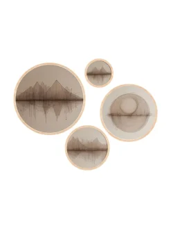 ABERTO DESIGN Wanddekoration<4er-Set: Gerahmte Holzkunstdrucke