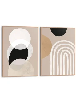 Orangewallz Wanddekoration<2er-Set: Gerahmte Kunstdrucke "Soft Organics"