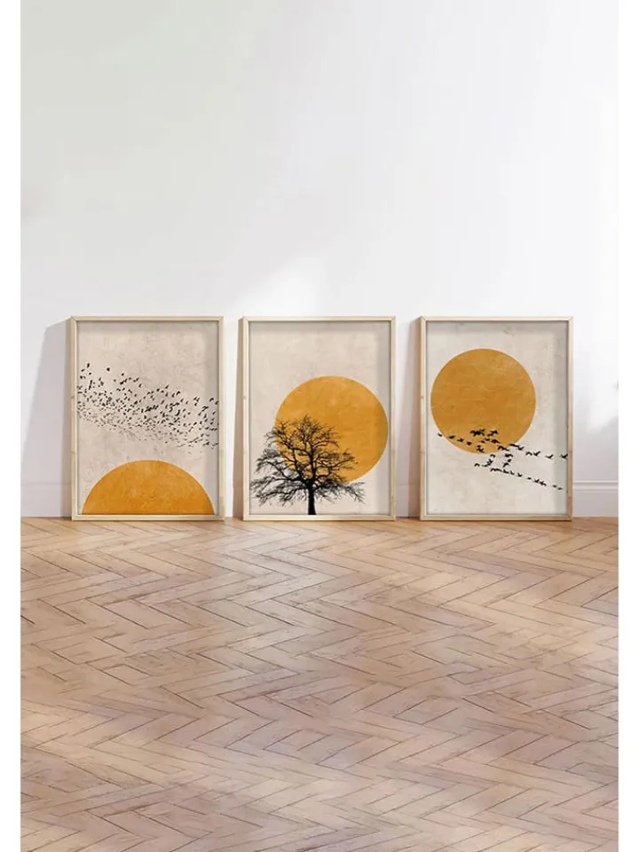ABERTO DESIGN Wanddekoration<3er-Set: Gerahmte Kunstdrucke